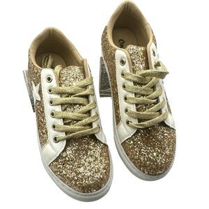 Outwoods Gold Glitter Tennis Shoes Sneakers Size 8